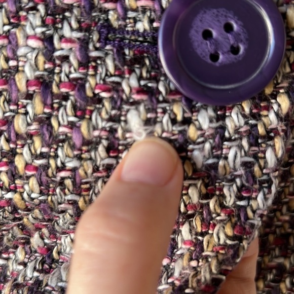 LAURA PETITES Purple Bouclé Wool Blend Knit Two Button Closure Blazer Size 2 - Picture 6 of 17